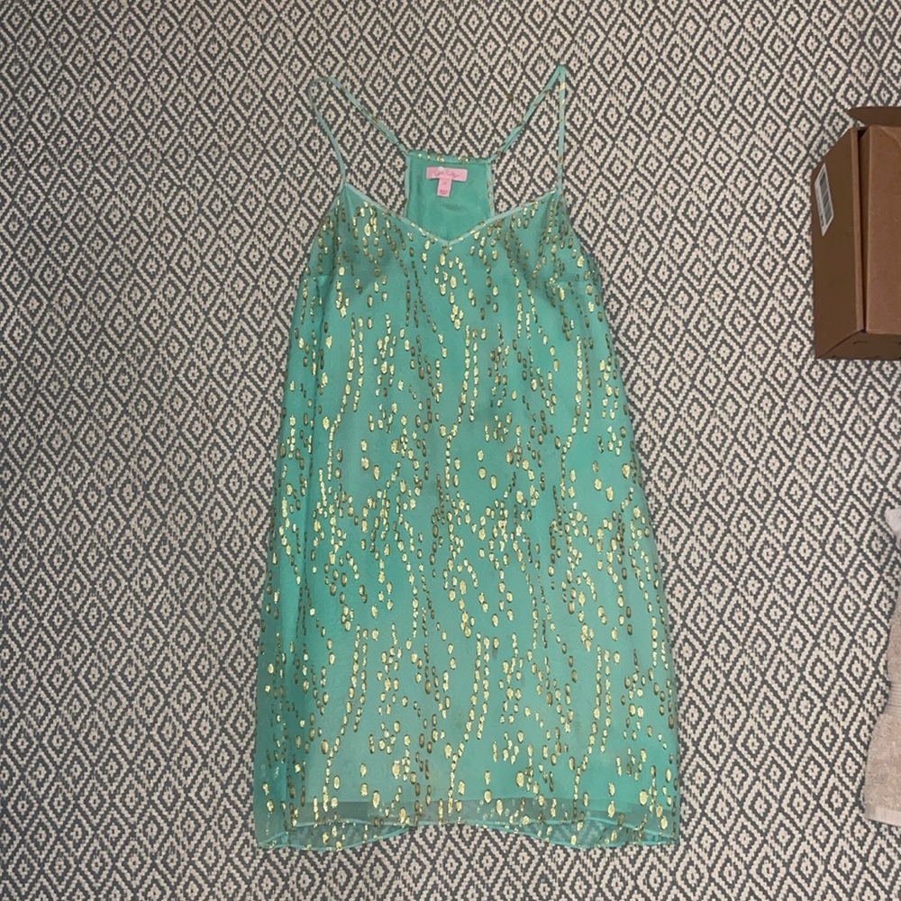 Green & Gold Lily Dress